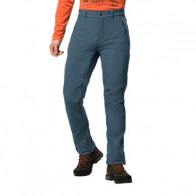 Jack Wolfskin Softshell Trousers Zenon for Winter Tours with Windproof Front Orion Blue Men